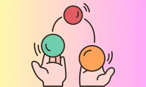 A cartoon of hands juggling