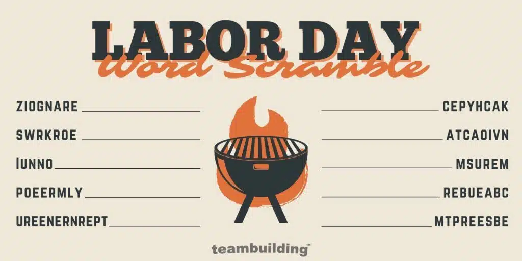 Virtual Labor Day Word Jumble