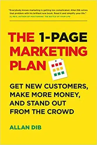 The one page marketing plan book cover