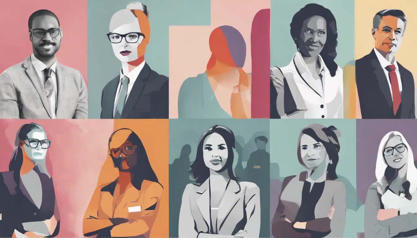 portrait graphics of multicultural professionals