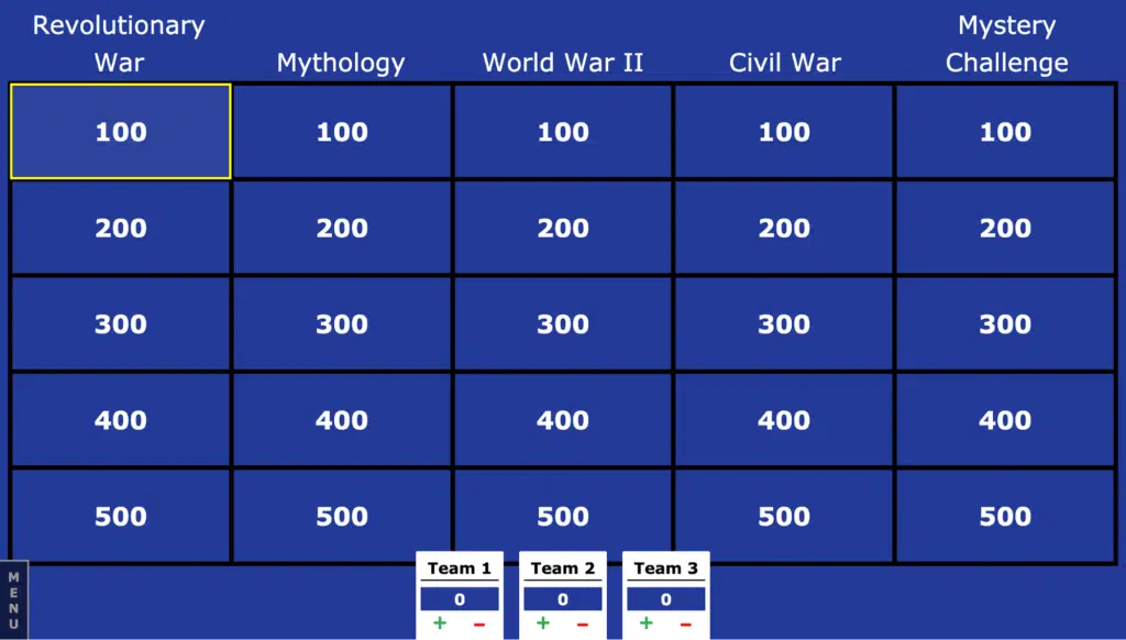 Jeopardy Template